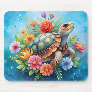 Floral Turtle Mouse Pad