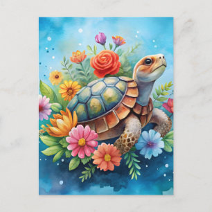 Floral Turtle Postcard