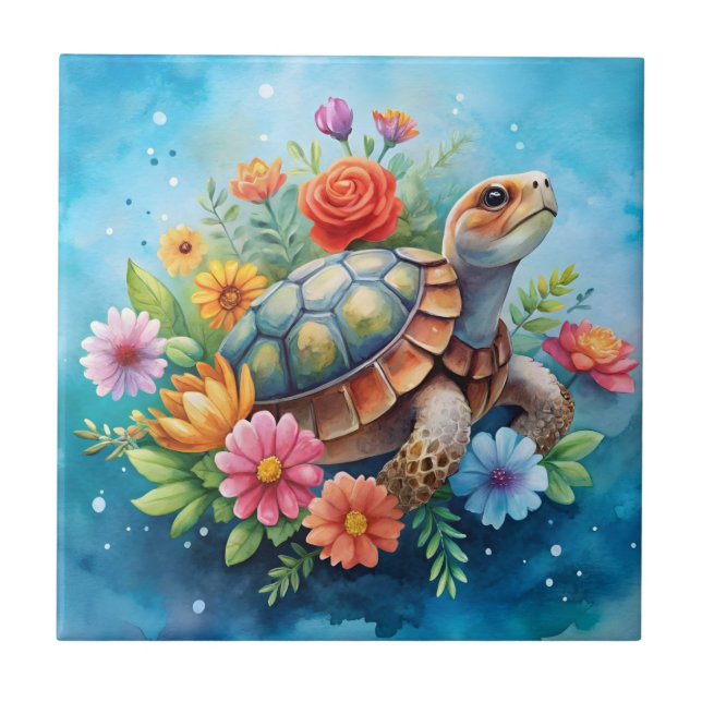 Floral Turtle Tile (Front)