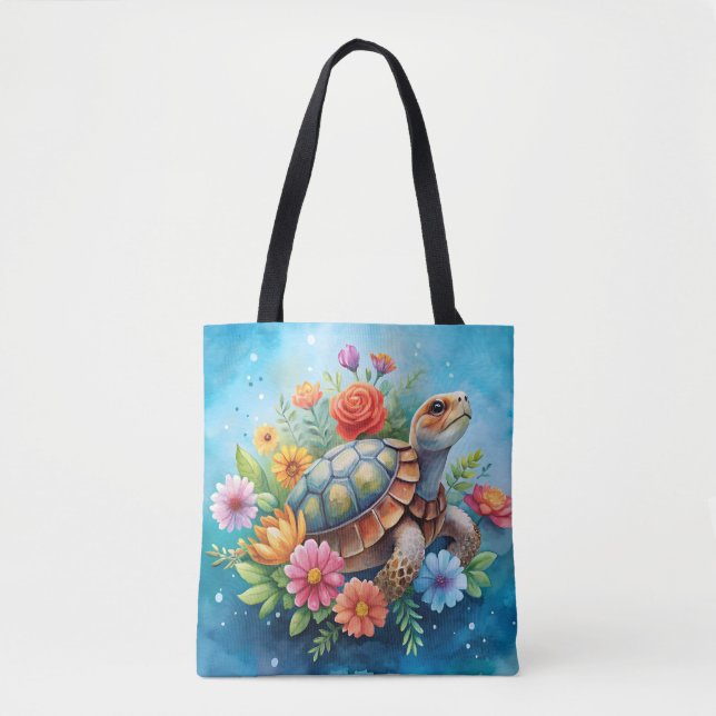 Floral Turtle Tote Bag (Front)