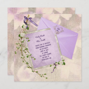 floral twig on wedding invite with envelope design