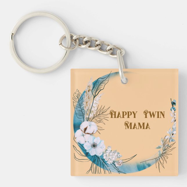Floral Twin Mama  Key Ring (Front)