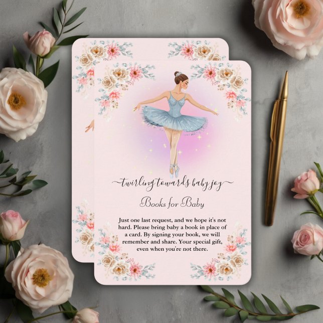 Floral Twirling Ballerina Watercolor Baby Shower Enclosure Card (Creator Uploaded)