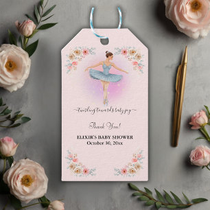 Floral Twirling Ballerina Watercolor Baby Shower Gift Tags