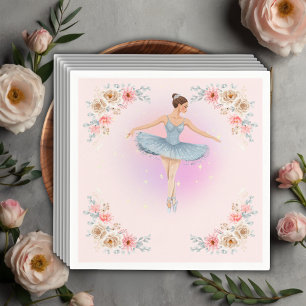 Floral Twirling Ballerina Watercolor Baby Shower Napkin