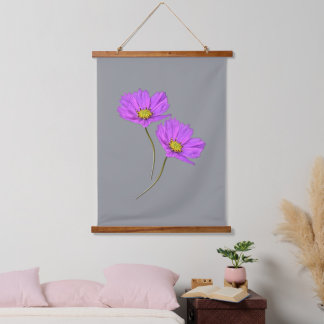 Floral Two Purple Cosmos Hanging Tapestry