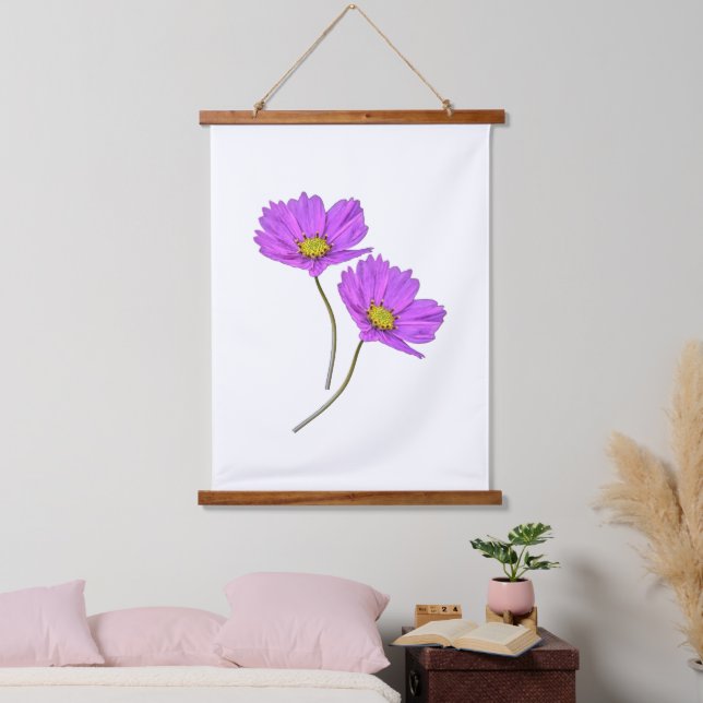 Floral Two Purple Cosmos Hanging Tapestry (Bedroom)