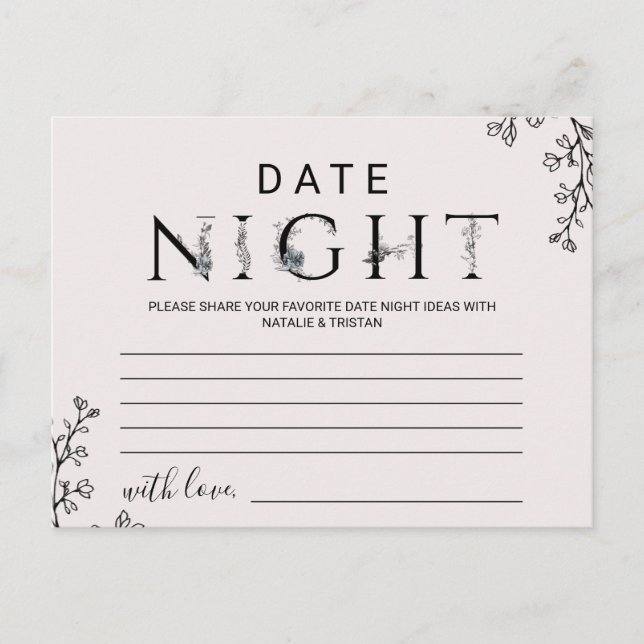 Floral Typography Date Night Idea Cards (Front)