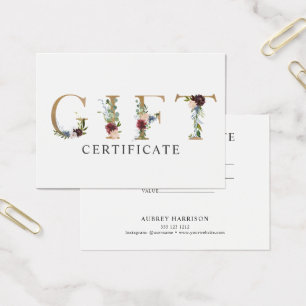 Floral Typography Gift Certificate