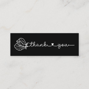 Floral Typography Simple Minimal Thank You Etsy Mi Mini Business Card