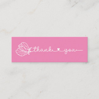 Floral Typography Simple Pink Minimal Thank You Mini Business Card