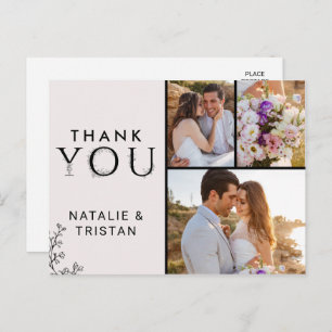 Floral Typography Thank You Photo Postcard