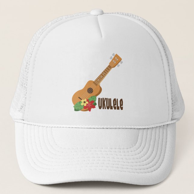 Floral Ukulele Trucker Hat (Front)
