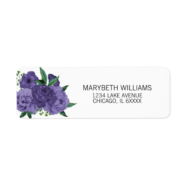 Floral Ultra Violet Purple Bridal Address Labels (Front)