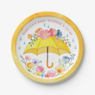 Floral Umbrella Baby Shower Paper Plates – April S