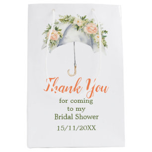Floral Umbrella Bridal Shower Medium Gift Bag