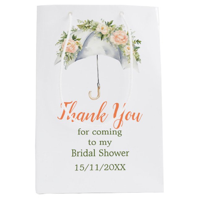 Floral Umbrella Bridal Shower Medium Gift Bag (Front)