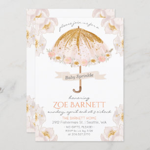 Floral Umbrella Glitter Baby Sprinkle Invitation