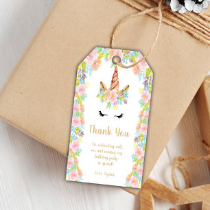 Floral Unicorn Birthday Favour Tags