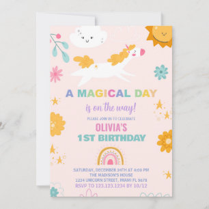 Floral Unicorn Birthday Invitations