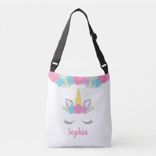Floral Unicorn Face Personalised Crossbody Bag