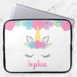 Floral Unicorn Face Personalised Laptop Laptop Sleeve<br><div class="desc">This adorable unicorn laptop sleeve makes a wonderful gift for a girl. Easily personalise with a name to make a custom gift she will love!</div>
