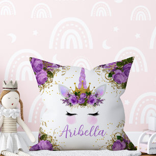 Floral Unicorn Face Reversible Pillow