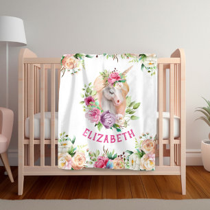 Floral Unicorn Girl's Blanket