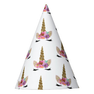 Floral Unicorn Horn Magical Girls Birthday Party Hat