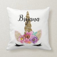 Floral Unicorn Horn Modern Girly Glam Sparkle