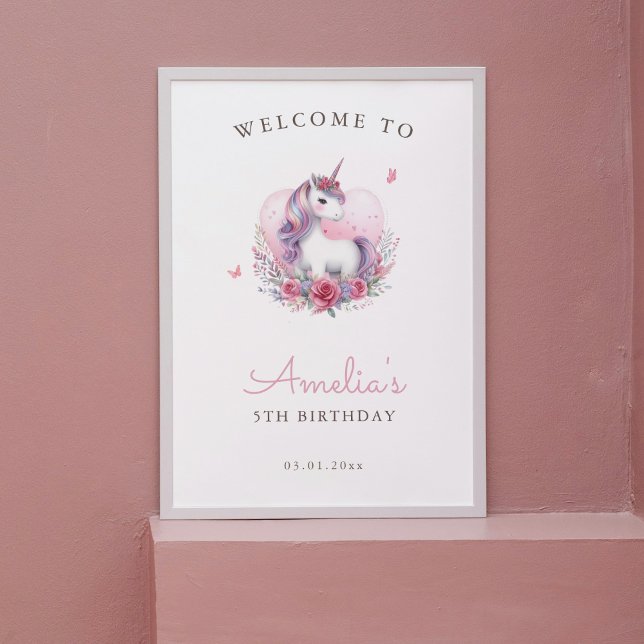 Floral Unicorn Magical Birthday Welcome Sign (Creator Uploaded)