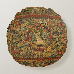 Floral Unicorn Motif Round Cushion