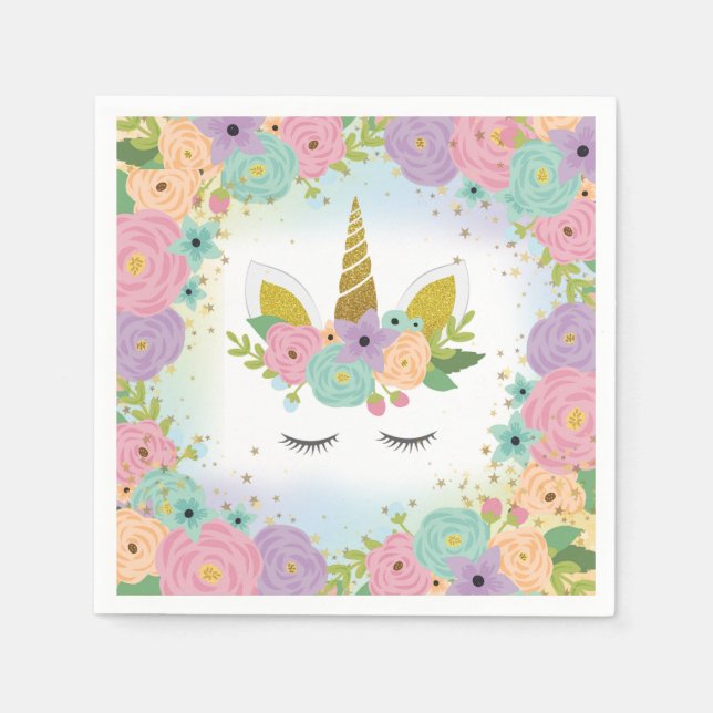 Floral Unicorn Napkin (Front)