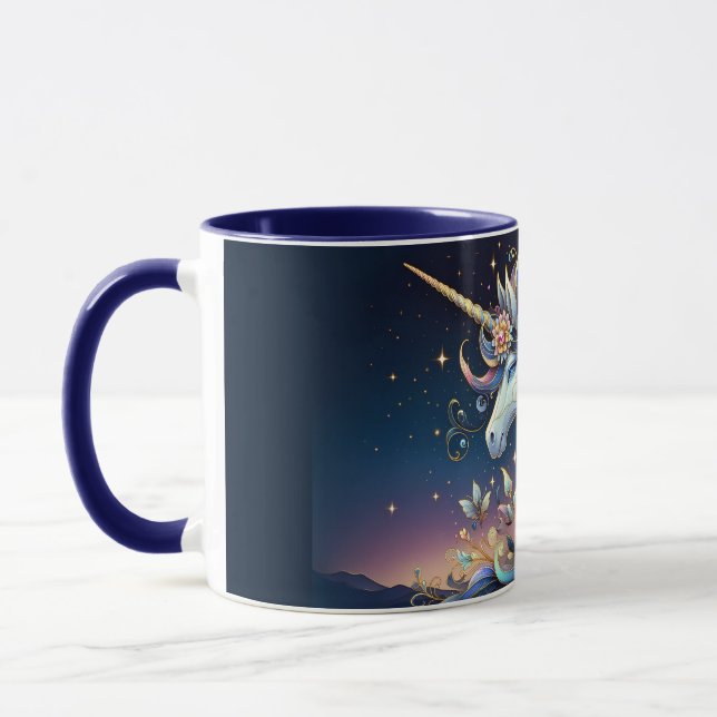 Floral Unicorn Night Fantasy Mug (Left)