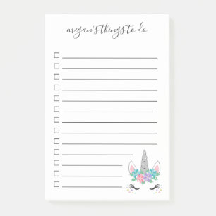 Floral Unicorn Practical Checkbox Things To Do Post-it Notes