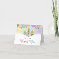 Floral Unicorn Thank You Card