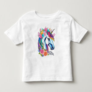 Floral Unicorn Toddler Shirt - Whimsical Kids Tee