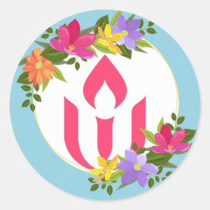 Floral Unitarian Universalist chalice Classic Round Sticker