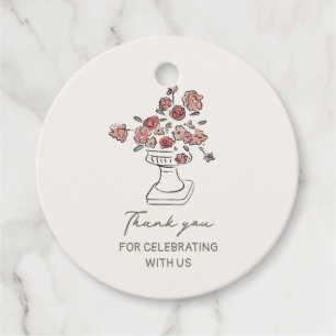 Floral Urn Thank You Favour Tags