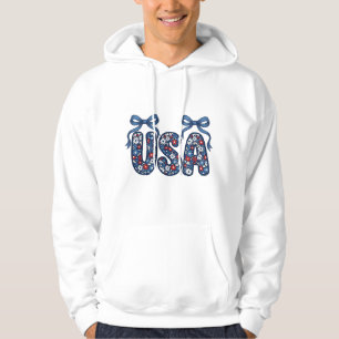 Floral USA Bow Patriotic Vector Design_1 Hoodie