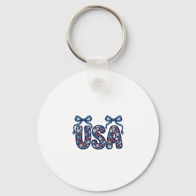 Floral USA Bow Patriotic Vector Design_1 Key Ring (Front)