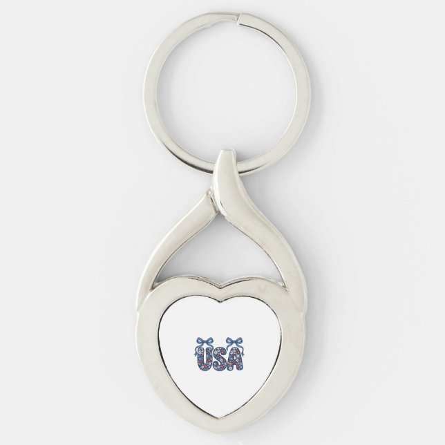 Floral USA Bow Patriotic Vector Design_1 Key Ring (Front)