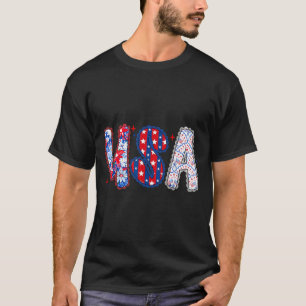 Floral USA Coquette Bow Preppy 4th of July T-Shirt