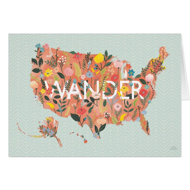 Floral USA Map - Wild Garden (Front Horizontal)