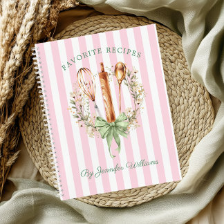Floral Utensils Cooking Bakery Recipe Notebook