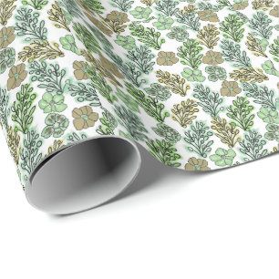 Floral Valencia Green Beige Wrapping Paper