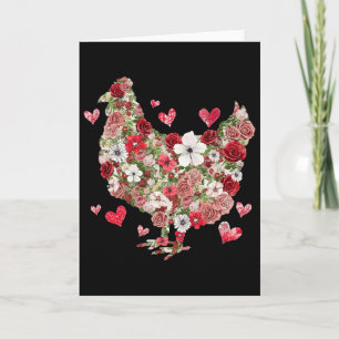 Floral Valentine Chicken - Western Valentine Men W Card
