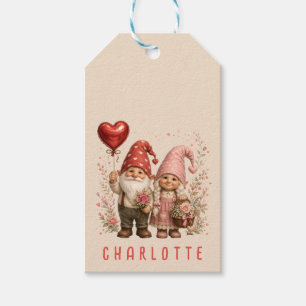 Floral Valentine Gnomes Custom Gift Tags