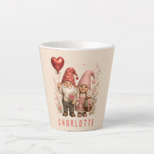 Floral Valentine Gnomes Custom Latte Mug