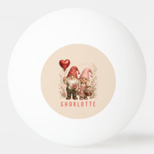 Floral Valentine Gnomes Custom Ping Pong Ball